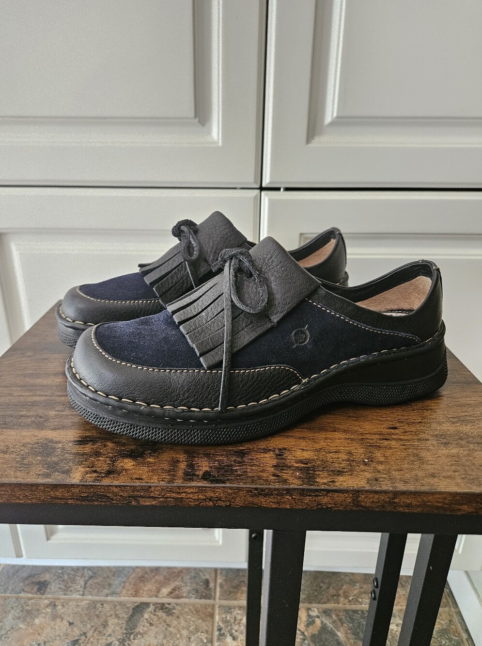 VTG Born Y2k 90s Alt Grunge Goth Witchy Fringe Kiltie Bow Leather Suede Loafers - Picture 3 of 8